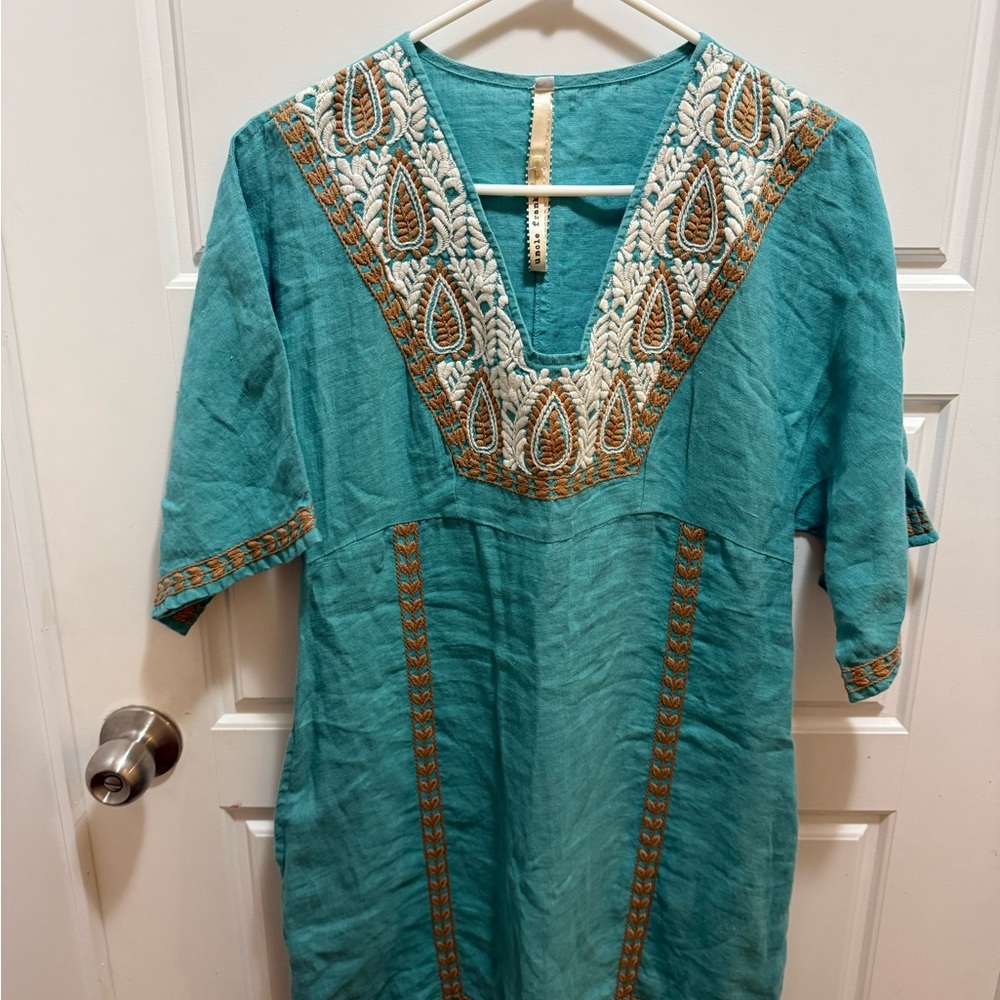 Uncle Frank Turquoise Embroidered Dress‎